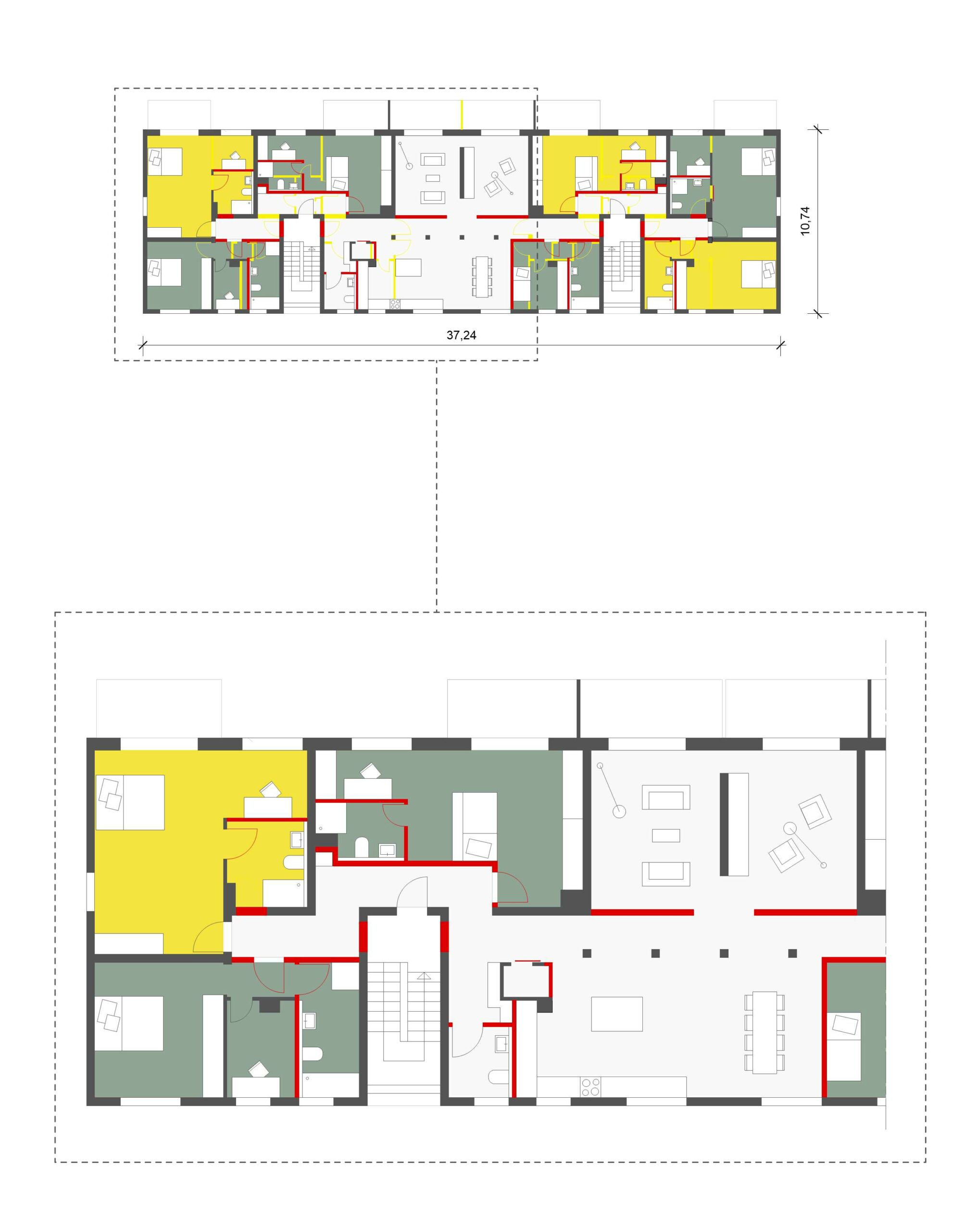 Abbildung 5: Szenario 2- Grundriss Clusterwohnung © werkum